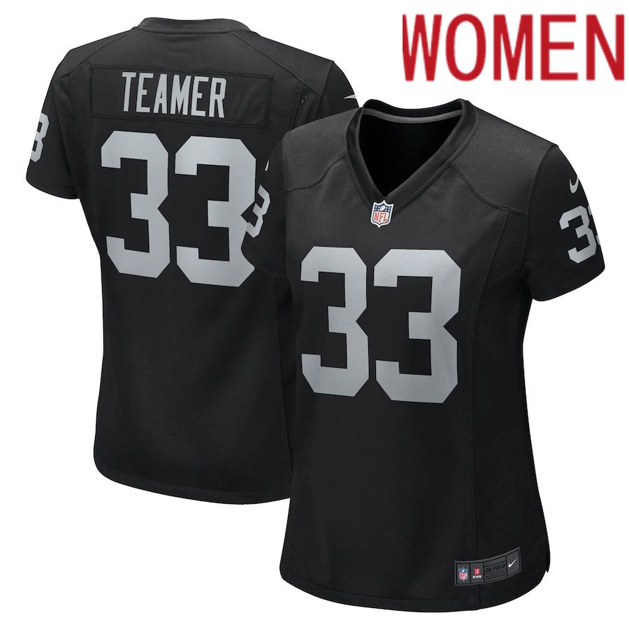 Women Oakland Raiders 33 Roderic Teamer Nike Black Game NFL Jersey